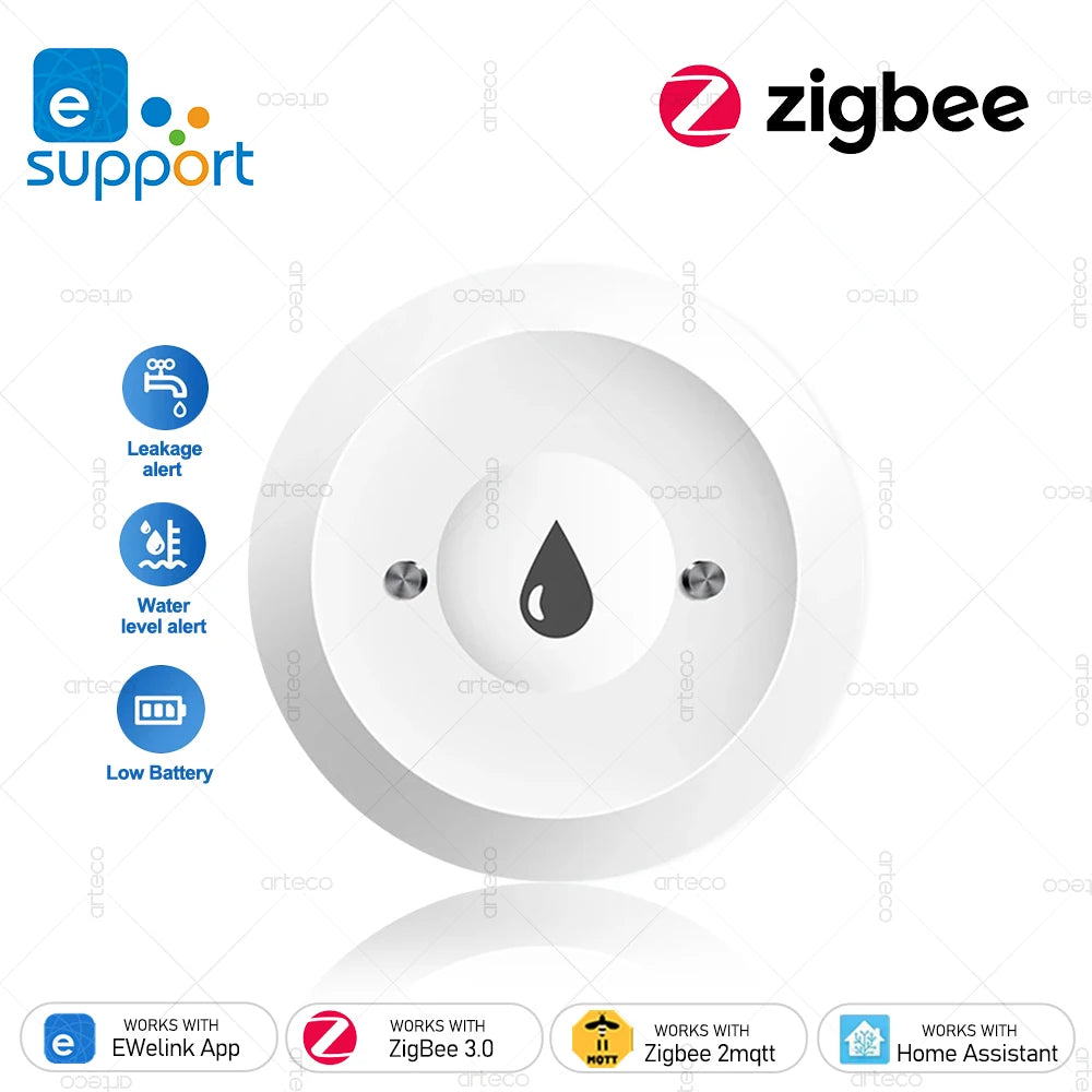 Ewelink Zigbee Smart Water Sensor Flood Leak Detector Remote Monitoring For Kitchen Bathroom Support Home Assistant Zigbee2mqtt