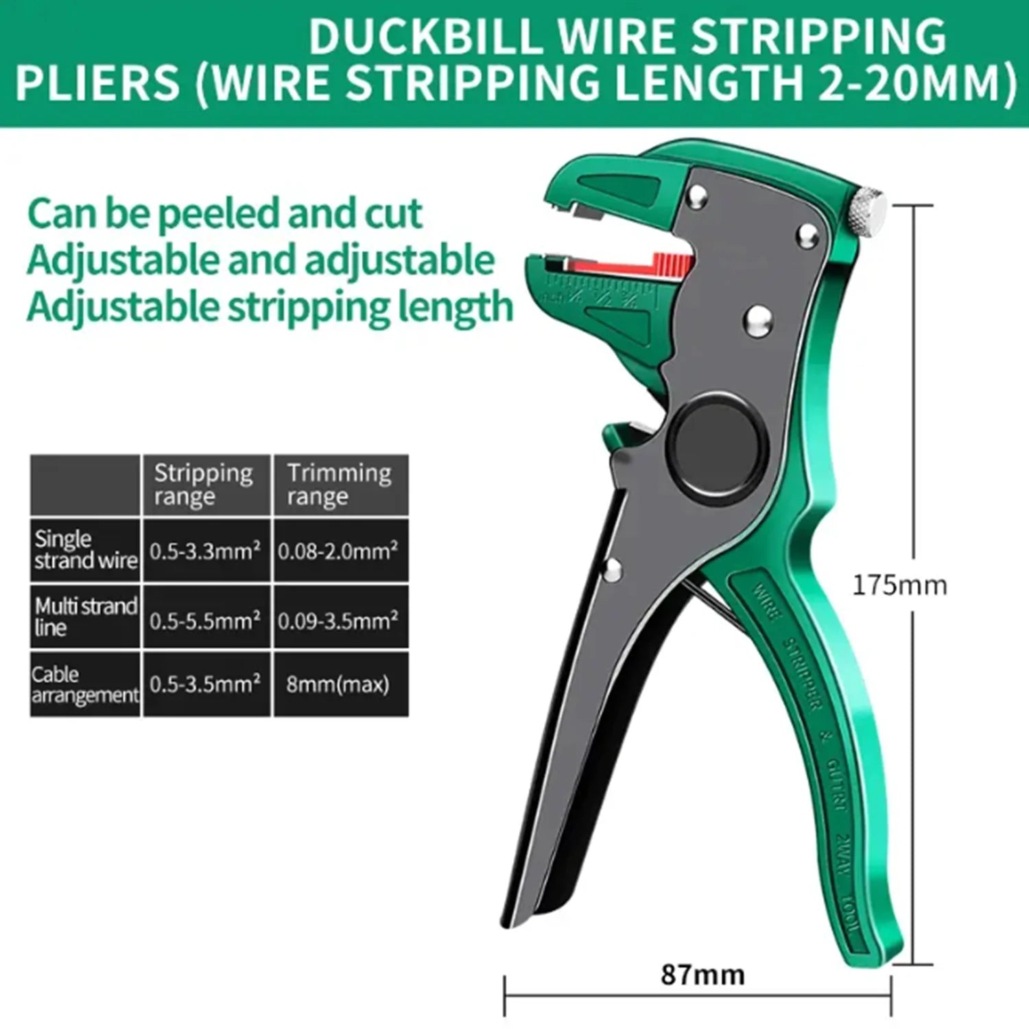 Multifunctional Duckbill Wire Stripper Automatic Wire Stripper Length Adjustable Flat Wire Cutter Wire Stripper For Electrician