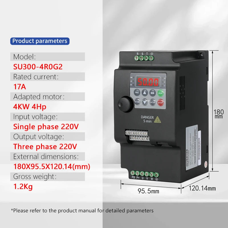 220V 380V 0.75KW 1.5KW 2.2KW 4KW 5.5KW 1Phase 3 Phase Frequency Converter / Adjustable Speed Drive / Frequency Inverter / VFD by MVEnergo