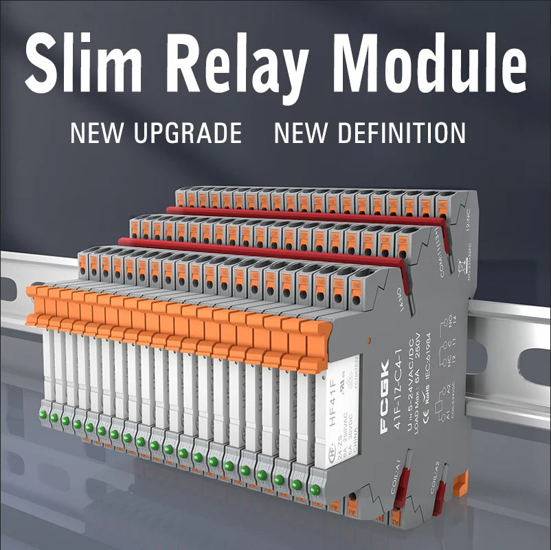 Din Rail Slim Relay Module 41F-1Z-C4-1 Integrated PCB Mount Power Relay With Relay Holder 12V 24V ACDC 220V Relay Socket 6.2mm