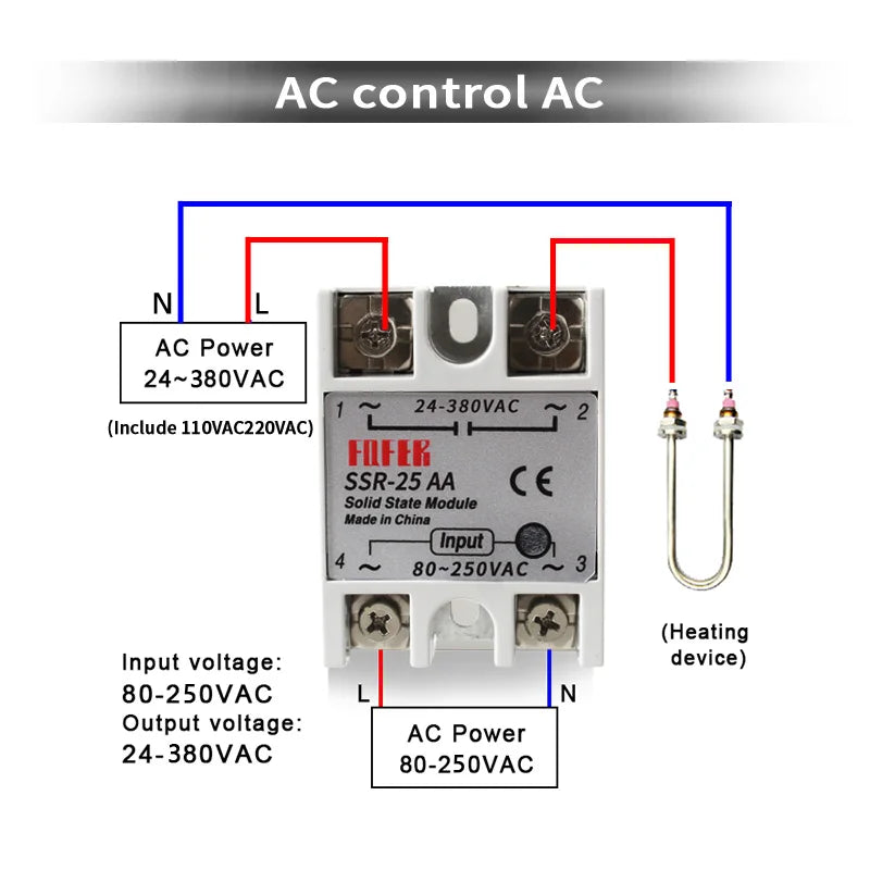10A SSR 25A Solid State Relay 40A Output 3-32VDC 24-480VAC 220V Single Phase DC TO AC 40A Relay SSR HeatSink SSR 40DA