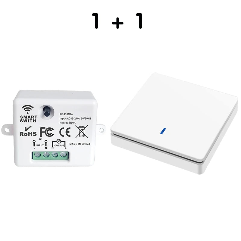 Wireless Smart Switch Light 433Mhz RF 86 Wall Panel Switch with Remote Control Mini Relay Receiver 220V Home Led Light Lamp Fan by MVEnergo