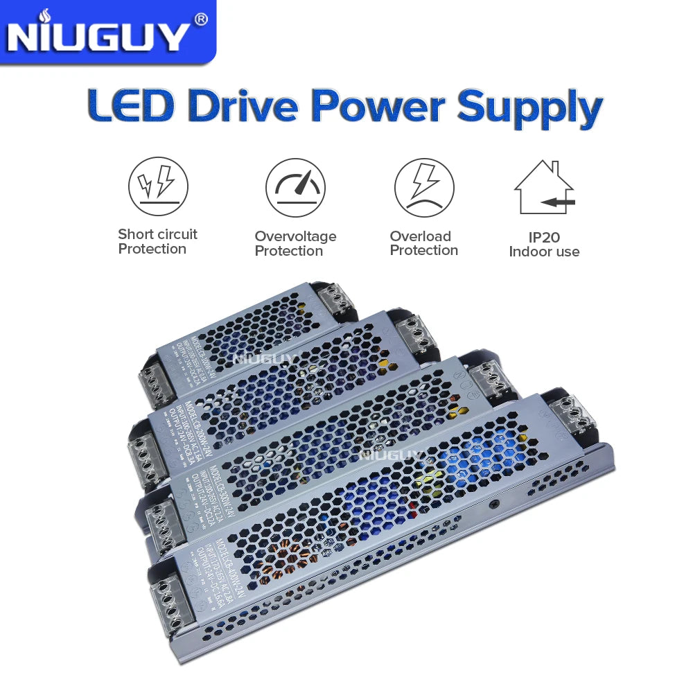 High Quality Ultra Thin LED Lighting Transformers DC 12V 24V Power Supply 60W 100W 150W 200W 300W 400W 500W LED Driver Converter