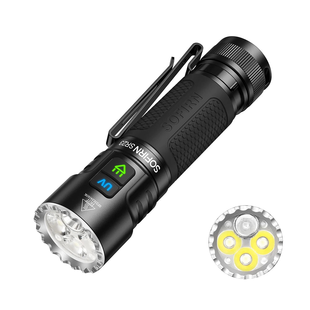 Sofirn SR23 Flashlight EDC TN3535 3000LM 365nm UV SST08 USB-C 21700 Rechargeable Light With Dual Switch by MVEnergo