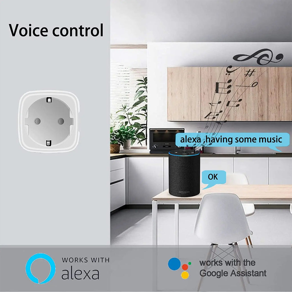 Tuya 16A,20A Smart Plug WiFi Socket EU Power Monitoring Timing Function Works with Alexa, Google Home, Alice, Smart Life Home by MVEnergo
