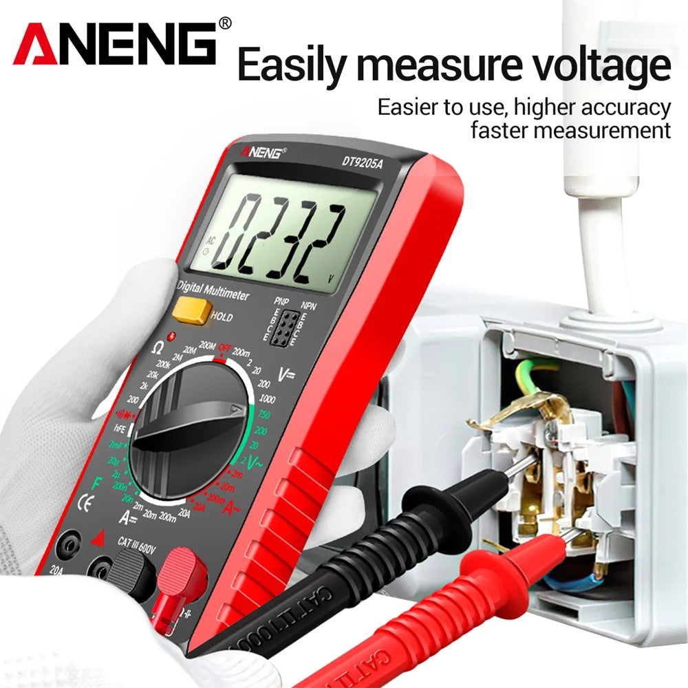 ANENG DT9205A Multimeter 1999 Counts Digital True RMS Professional AC/DC Current Tester hFE Ohm Capacitor Voltage Meter Detector by MVEnergo