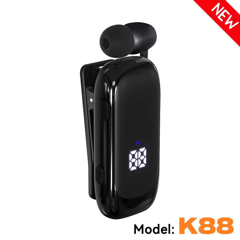 K55 Lavalier Business Bluetooth 5.2 Headphone Talk/Music Time 20 Hours,LED Digital Display,Noice Cancelling Wireless Earphones by MVEnergo