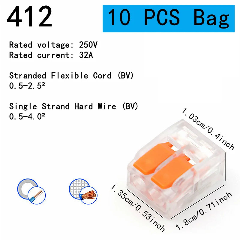 10-75 Pcs Orange Universal Type Quick Plug-in Terminals,Electrical Equipment Connectors,Wire Connector Terminals,250V/32A by MVEnergo