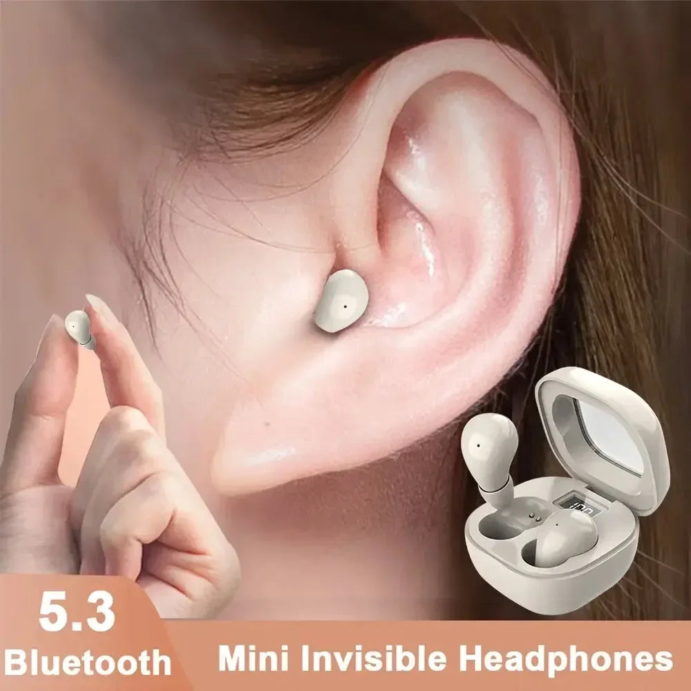 SK19 Bluetooth 5.3 Earphones Mini Invisible Headphones TWS Wireless Earbuds HIFI Stereo Noise Reduction Heasets with Microphones by MVEnergo