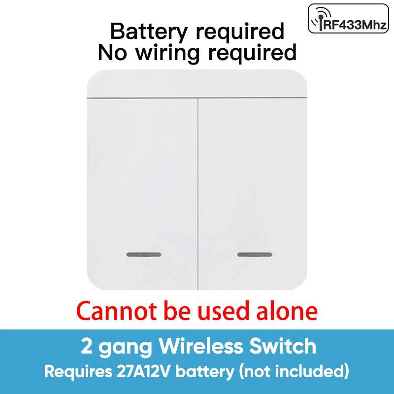 TNCE RF433MHz Mini Wireless Remote Control Light Switch 1/2/3 Gang 86 Wall Transmitter Switch Button Wall Panel Switch by MVEnergo