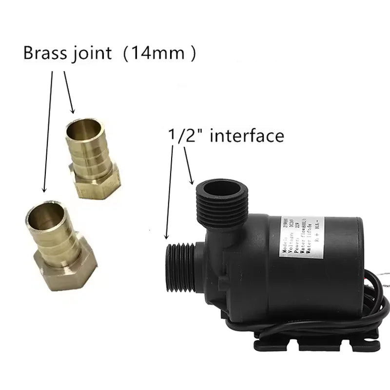 Water Pump 12v High Pressure Ultra Quiet Solar DC 24V Lift 5M 800L/H Brushless Motor Submersible Water Pumps Quick Break Joint by MVEnergo