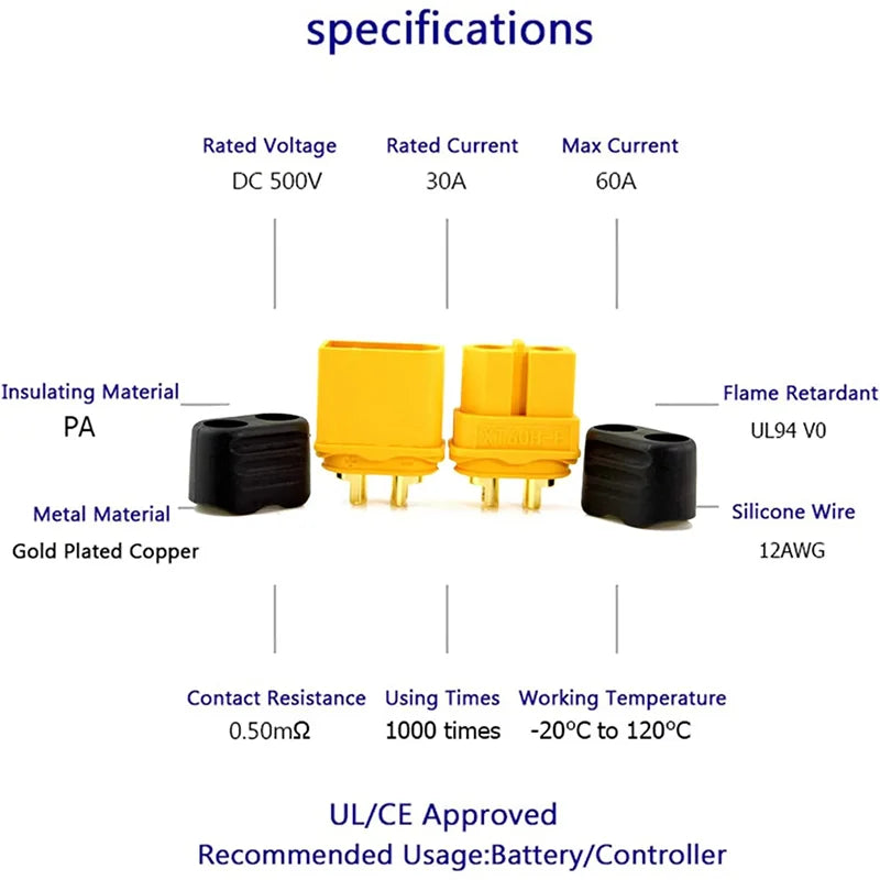 10 Pairs XT60H (XT60 Upgrade) Connectors XT60H Male Female Bullet Connectors Plugs with Sheath for Lithium Battery RC Planes Car