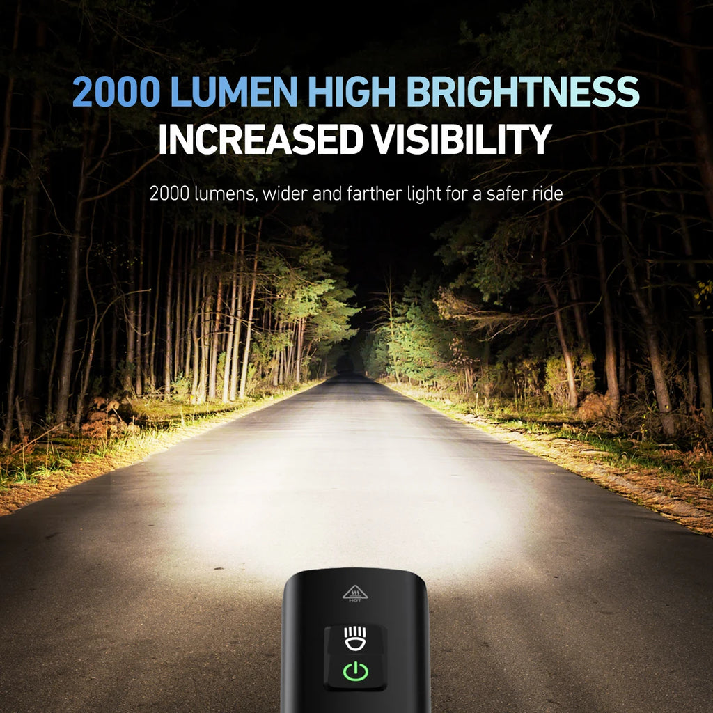 2000 Lumens CYCLAMI Bike Headlight Bicycle Flashlight Handlebar Type-C MTB Road Highlight BR2000 Front Lamp Light Aluminum Alloy by MVEnergo