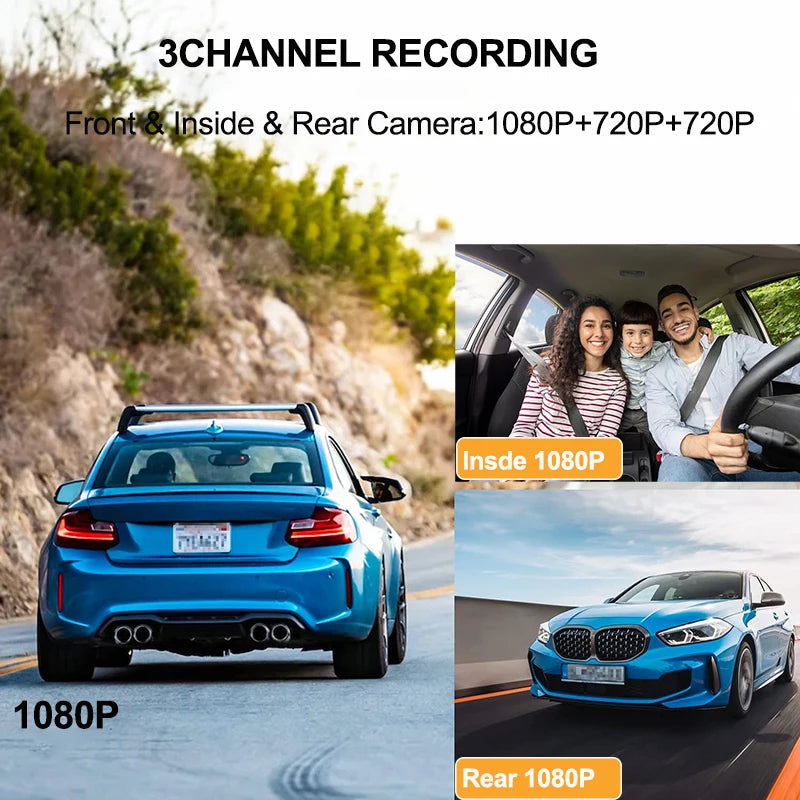 WIFI APP Control Car Dvr 2/3 Channel 1080P Dash Cam for Cars Front optional Rear View Recorder Video Car Camera Car Assecories by MVEnergo
