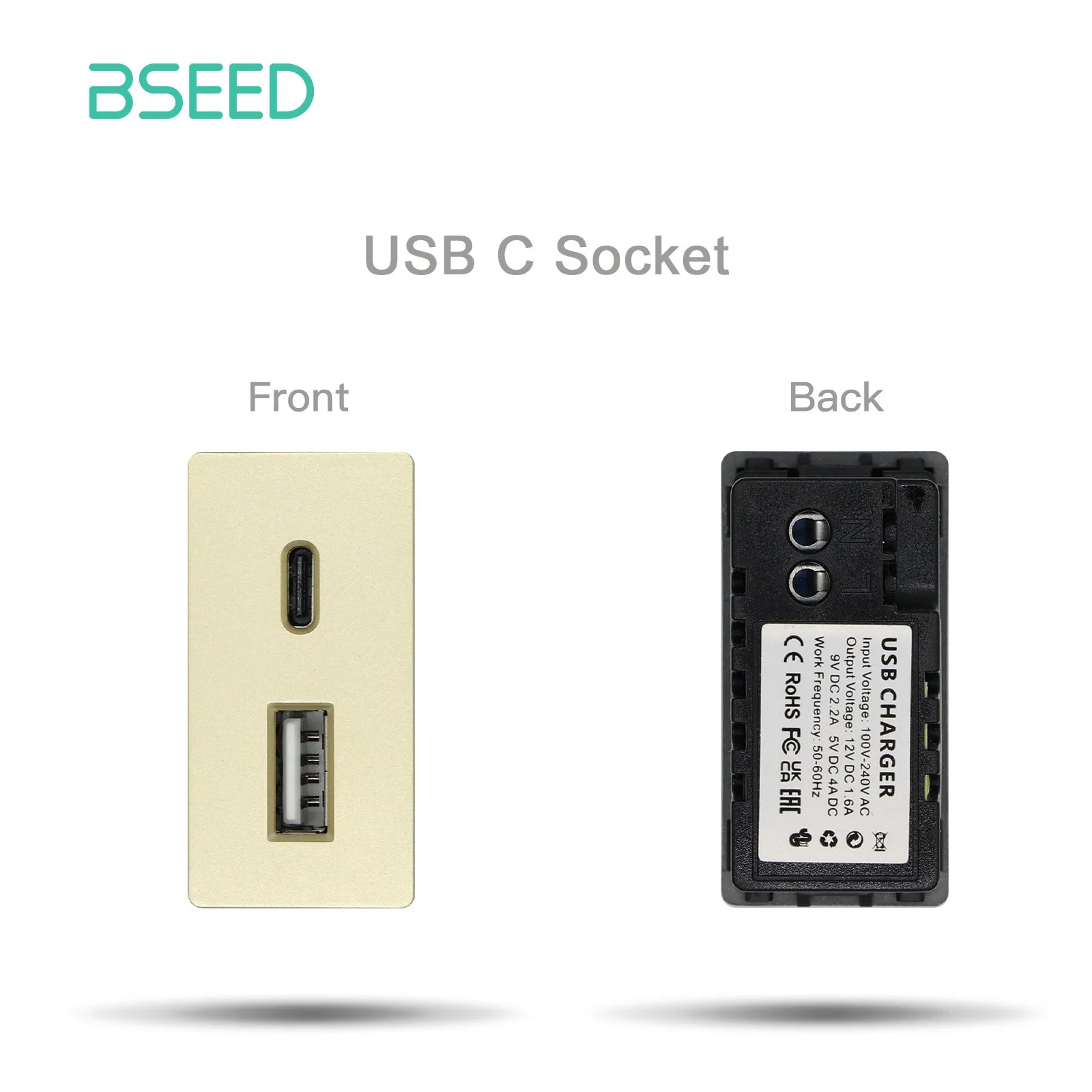 BSEED 65W PD Fast Charge Module Quick Charge Socket Part 1/2 USB Type-C 20W Wall Phone Charger Plug Support BSEED Frames by MVEnergo