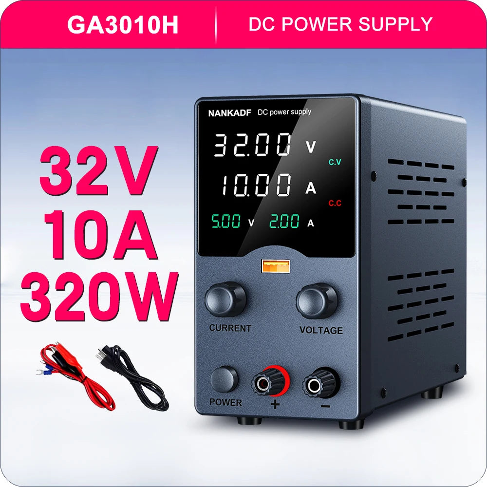 NANKADF Adjustable Switching DC Power Supply 30V 10A Lab Bench Power Supply 60V 5A Output Preset Current USB Fast Charge Display by MVEnergo