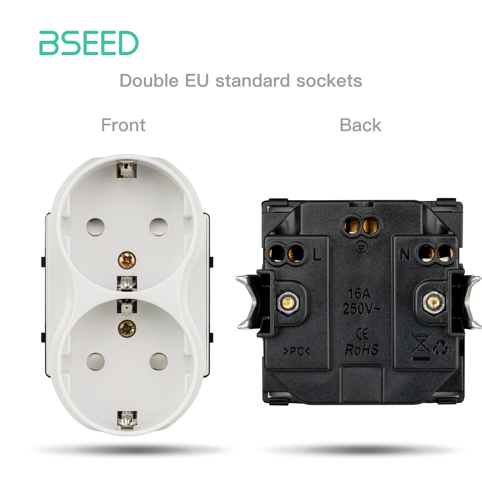 BSEED 1/2/3Gang 1/2Way Wall Button Switch Wall Power Socket Electrical Outlets Part Glass Frame DIY Module Part Free Combination by MVEnergo