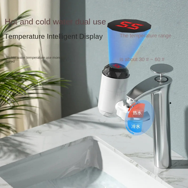 3000W Electric Tankless Instant Hot Water Heater Faucet for Kitchen with Temperature Display Hot Cold Tap by MVEnergo