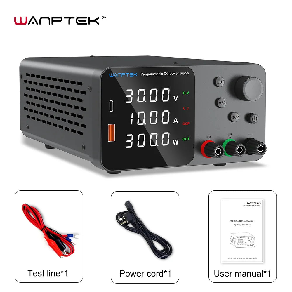 Wanptek Adjustable DC power supply 30V 10A 60V 5A Lab Bench Power Source Stabilized Power Supply Voltage Regulator Switch 120V3A by MVEnergo