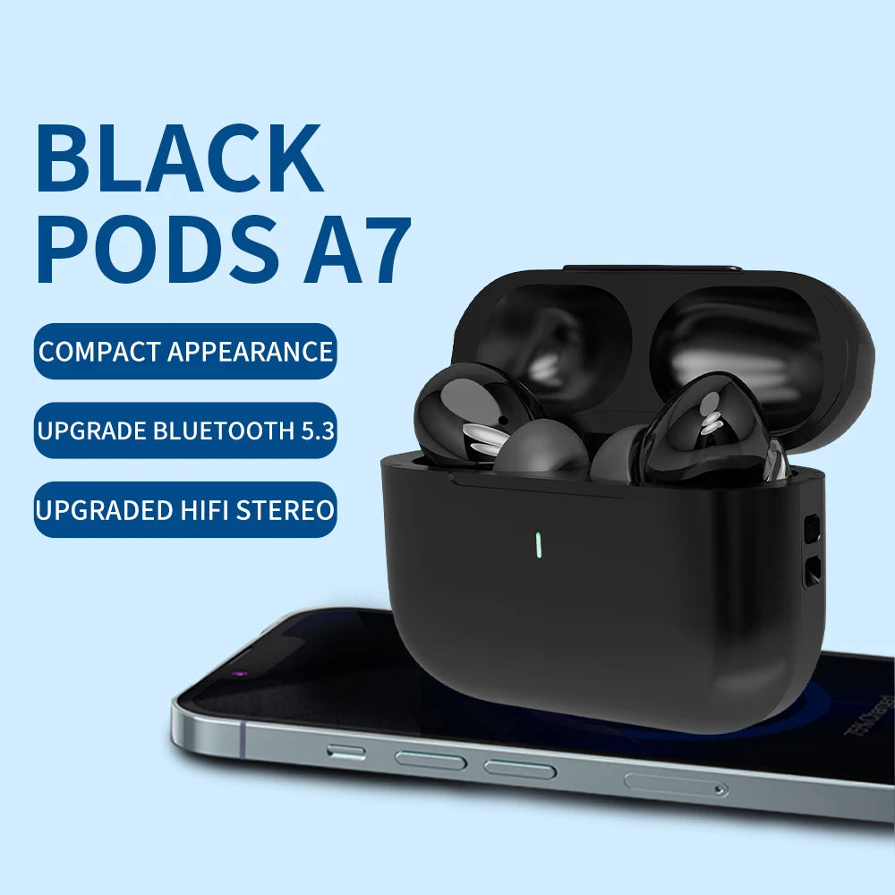 Blackpods A7Pro TWS Air Ear Earphone Buds Wireless Earbuds Pods In-ear Headphones Pro 2 for Ios Android Generation Ear Phones by MVEnergo