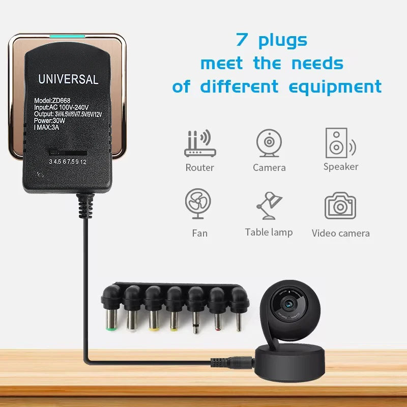 Adjustable Adapter Power Supply Charger Multi Voltage AC 220V TO DC 3V 4.5V 6V 7.5V 9V 12V EU US Converter Adapter Plug 7 30W by MVEnergo