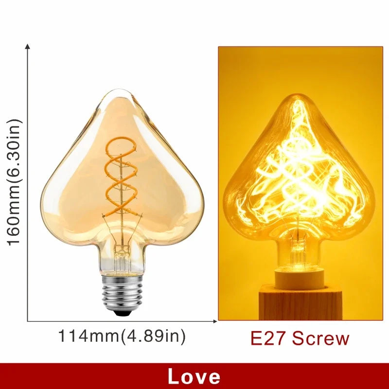 E14 E27 Retro LED Spiral Filament Light Bulb 4W Warm Yellow 220V C35 A60 T45 ST64 T185 T225 G80 G95 G125 Vintage Edison Lamp by MVEnergo