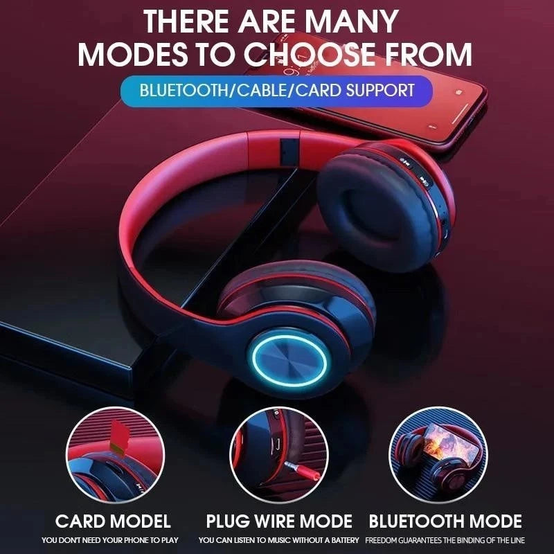 Wireless Bluetooth 5.0 Headphone With Microphone On-Ear Headset Stereo Sound Earphones Sports Gaming Foldable Headphones Game by MVEnergo