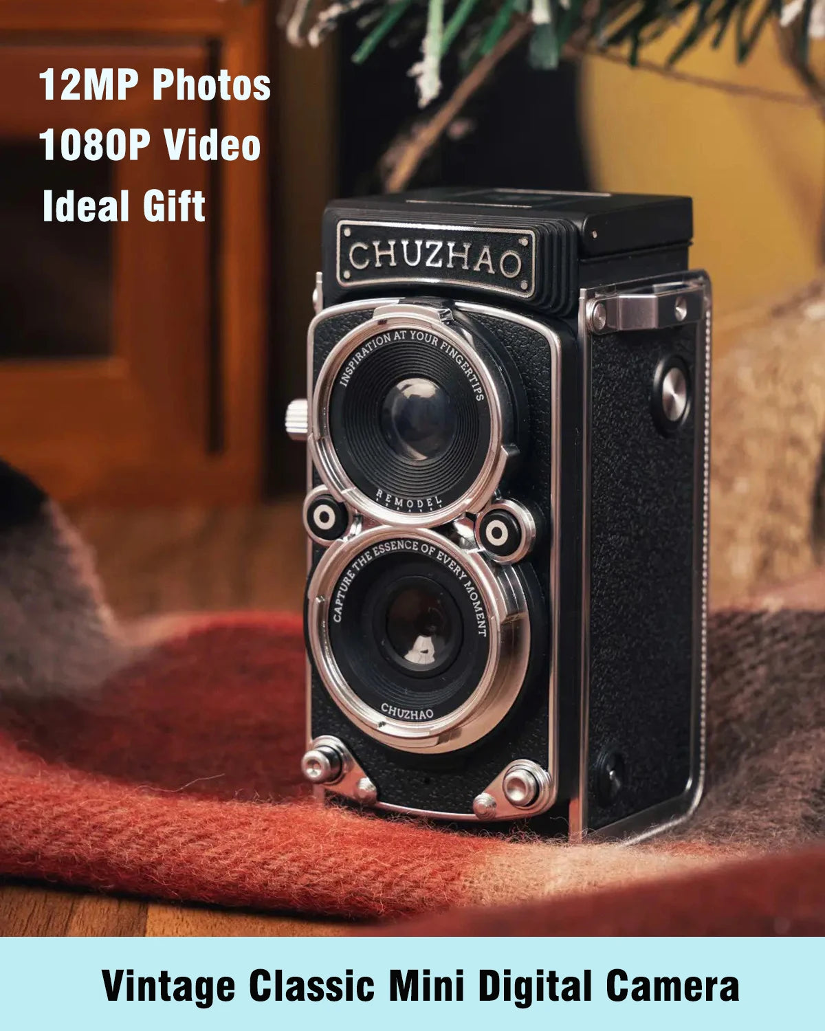 CHUZHAO Vintage Mini Digital Camera Autofocus 12MP, 1080P FHD Video Vlogging Portable Camera for Christmas Birthday Ideal Gift by MVEnergo