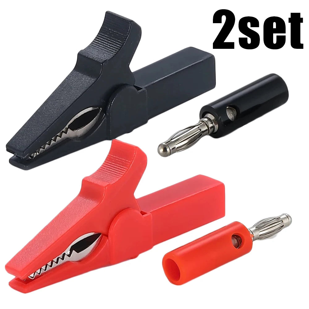 Alligator Clip with Banana Plugs Set No Welding Fully Insulated Safety Electrical Test Crocodile Clips Connector for Multimeter by MVEnergo