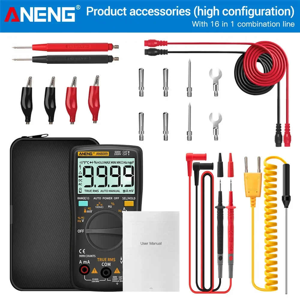 ANENG AN8009 Digital Multimeter Transistor Testers Capacitor True-RMS Tester Automotive Electrical Capacitance Meter Temp Diode by MVEnergo