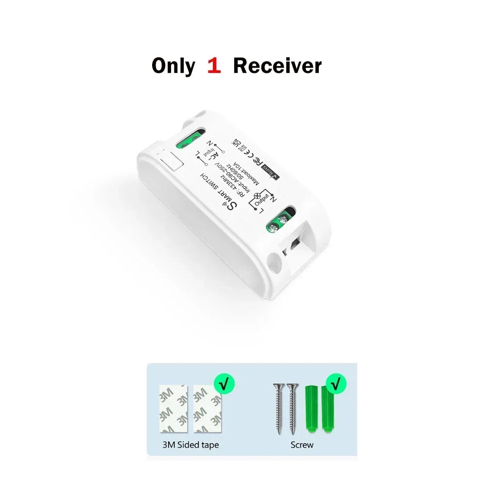 RF 433Mhz Wireless Remote Control Light Switch Push Button Wall Switch AC 110V 220V Relay Receiver Up To 100M Control for Lamp by MVEnergo