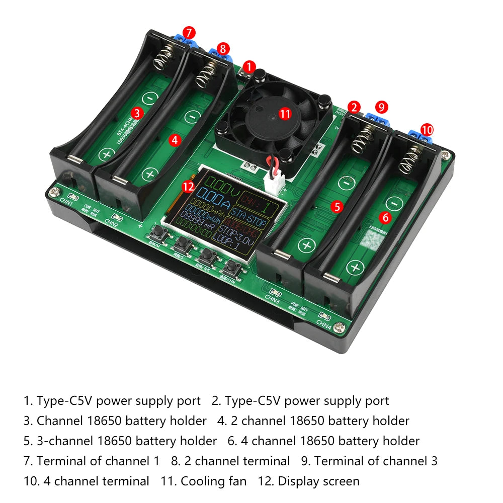18650 Lithium Battery Capacity Tester Module MAh MWh Digital Battery Power Detector Module 18650 Battery Tester Type-C