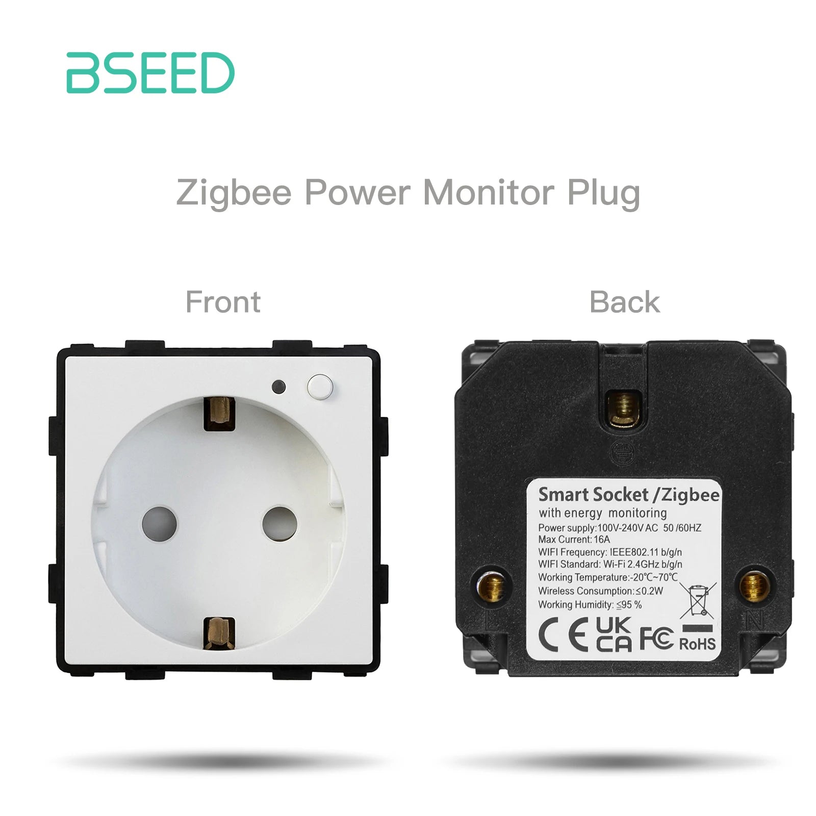 BSEED 1/2/3Gang Smart Zigbee Switches Function Part Touch Glass Front Panel EU Wall Socket Smart Plug DIY Parts Free Combination by MVEnergo