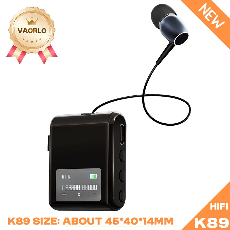 K75 Lavalier Business Bluetooth 5.4 Earphone Talk/Music 20H With Mic Noice Cancelling One-Click Photo LCD HIFI Wireless Headset by MVEnergo