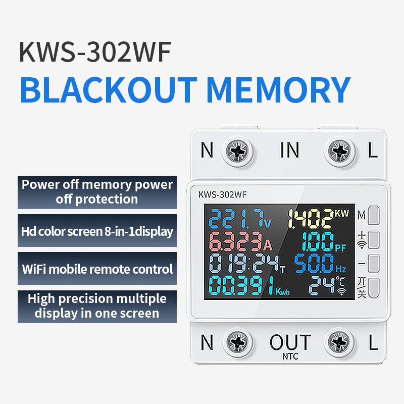 Tuya WiFi Smart Power Meter Earth Leakage Protector Switch Wattmeter Current Voltage Monitor Relay Circuit Breaker Energy Meter