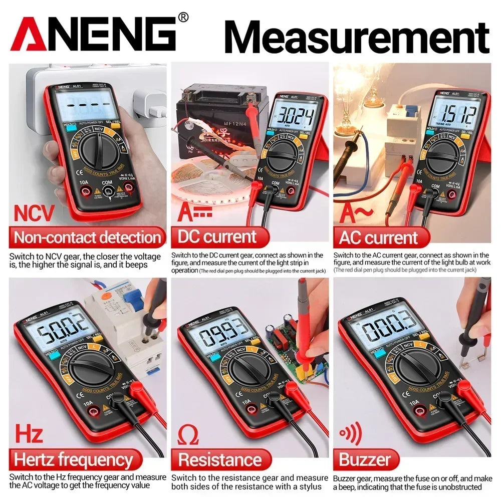 ANENG AL01 Inductance Digital Multimeter 6000 Counts True-RMS AC/DC Voltage Meter Current Tester Professional Electrician Tools by MVEnergo