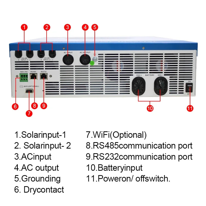 EASUN Soalr Inverter 11KW 6.2KW MPPT 160A 120A 500VDC PV Input 220VAC 48VDC 11000W 6200W Pure Sine Wave hybrid With WiFI BMS