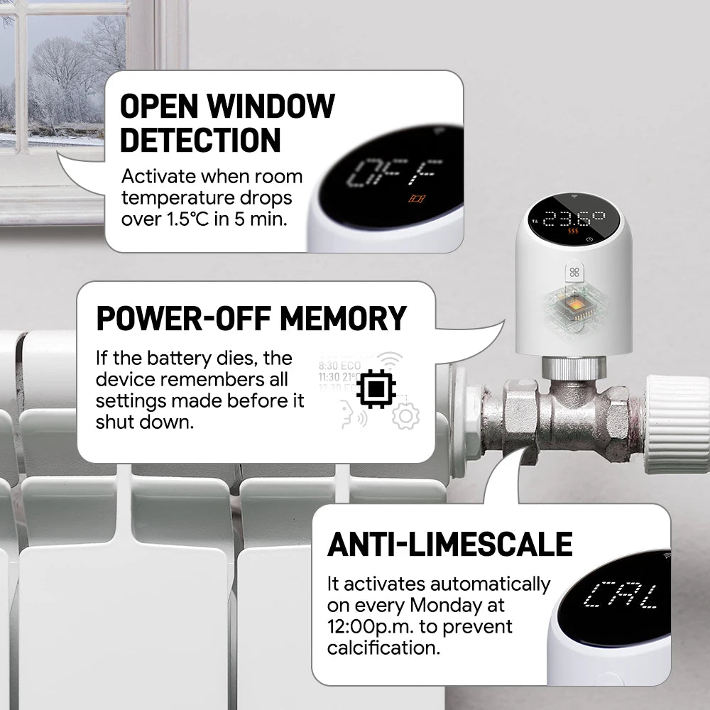 Smart Home TRV Thermoregulator Programable Heating Thermostat Valve Tuya WIFI Zigbee Radiator with Google Home Alexa