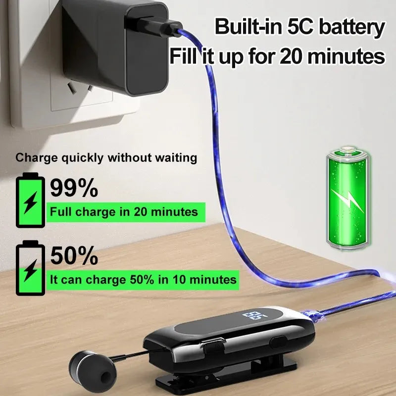 K55 Band Clip Single-ear Bluetooth Headphones LED Display Tws for Android &IOS Earphones & Headphones Hd Calls Business Headsets by MVEnergo