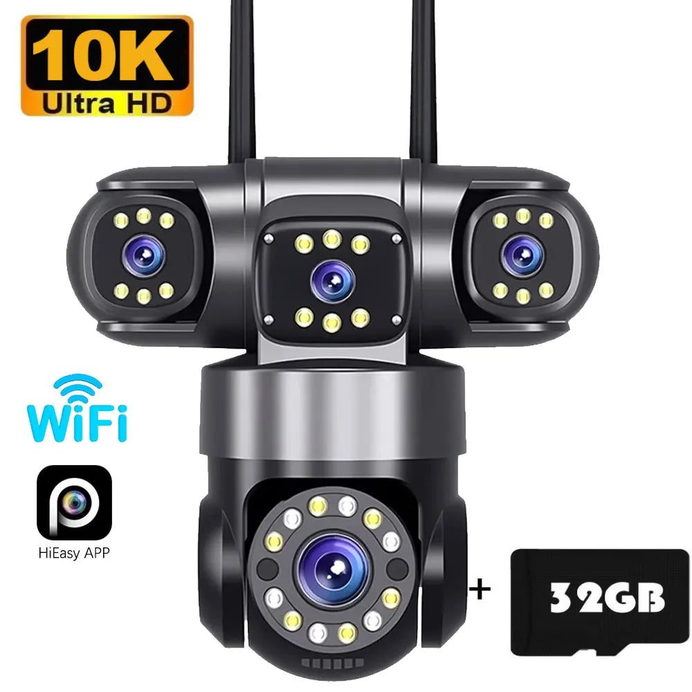 10K 20MP Home Security Outdoor WiFi Camera 4 Lens 4 Screen 360° 16X Zoom CCTV Wireless Surveillance PTZ Cam Security Protection by MVEnergo