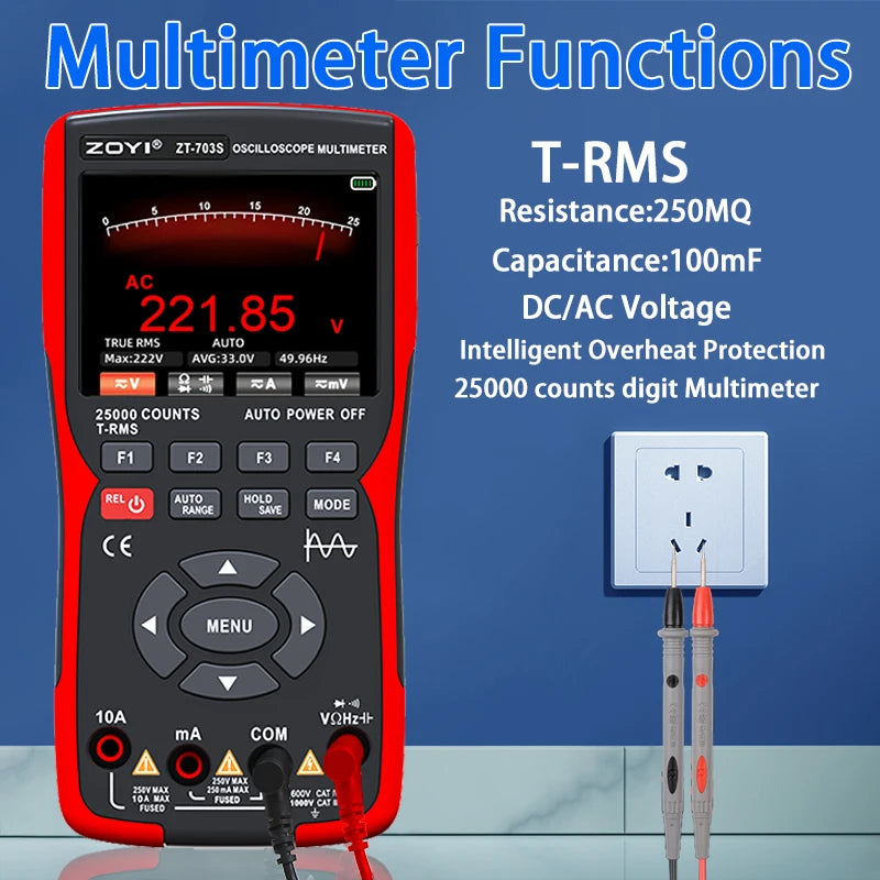 Digital Handheld 703S Oscilloscope Multimeter Waveform Signal Output 2 Channels 50MHZ Suitable for Automotive Electrical Repair by MVEnergo