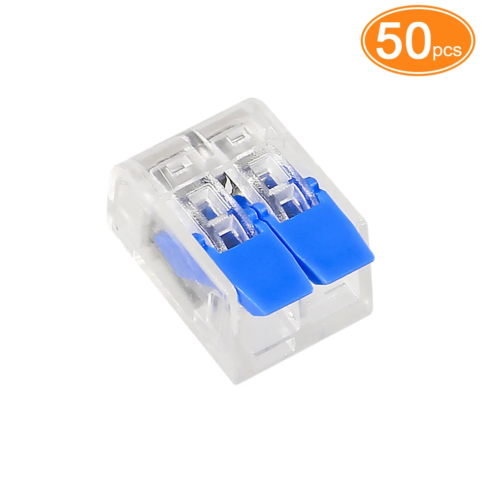 50pcs Quick Wire Connectors Plug-in Universal Compact Home Wiring Cable Connector 2/3 Pin Conductor Terminal Block