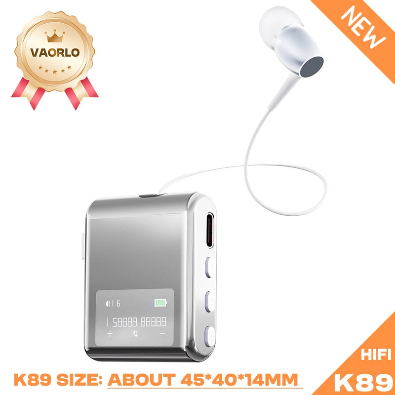 K75 Lavalier Business Bluetooth 5.4 Earphone Talk/Music 20H With Mic Noice Cancelling One-Click Photo LCD HIFI Wireless Headset by MVEnergo