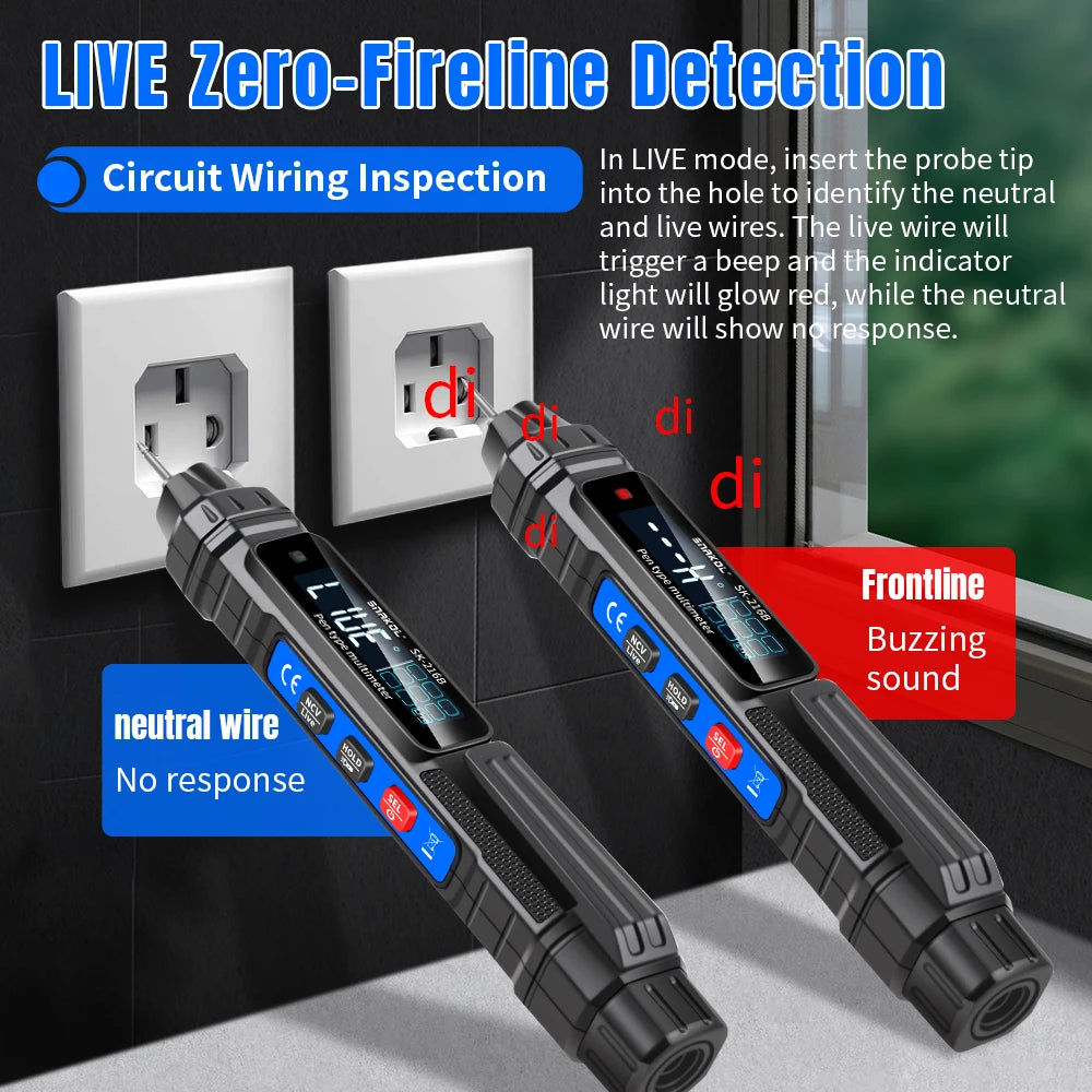 SK-216B Smart Pen-type Digital Multimeter Voltage Detector Auto Range Tester Ohm NCV Capacitance Frequency Measurement Tool by MVEnergo
