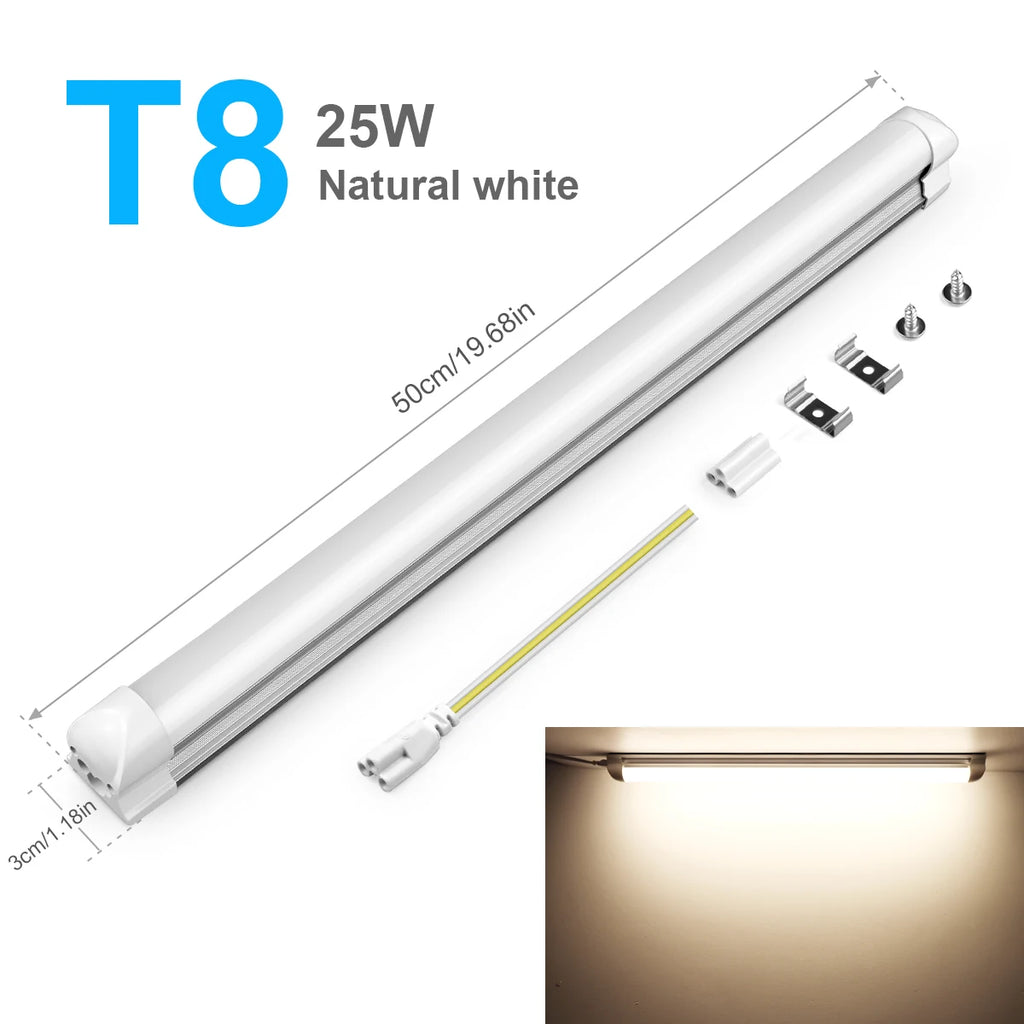 50CM T5 T8 Aluminum LED Light Tube 15W 25W LED Lamp Tube 220V For Desk Work Shop Garage Warehouse Kitchen Cabinet Lighting by MVEnergo