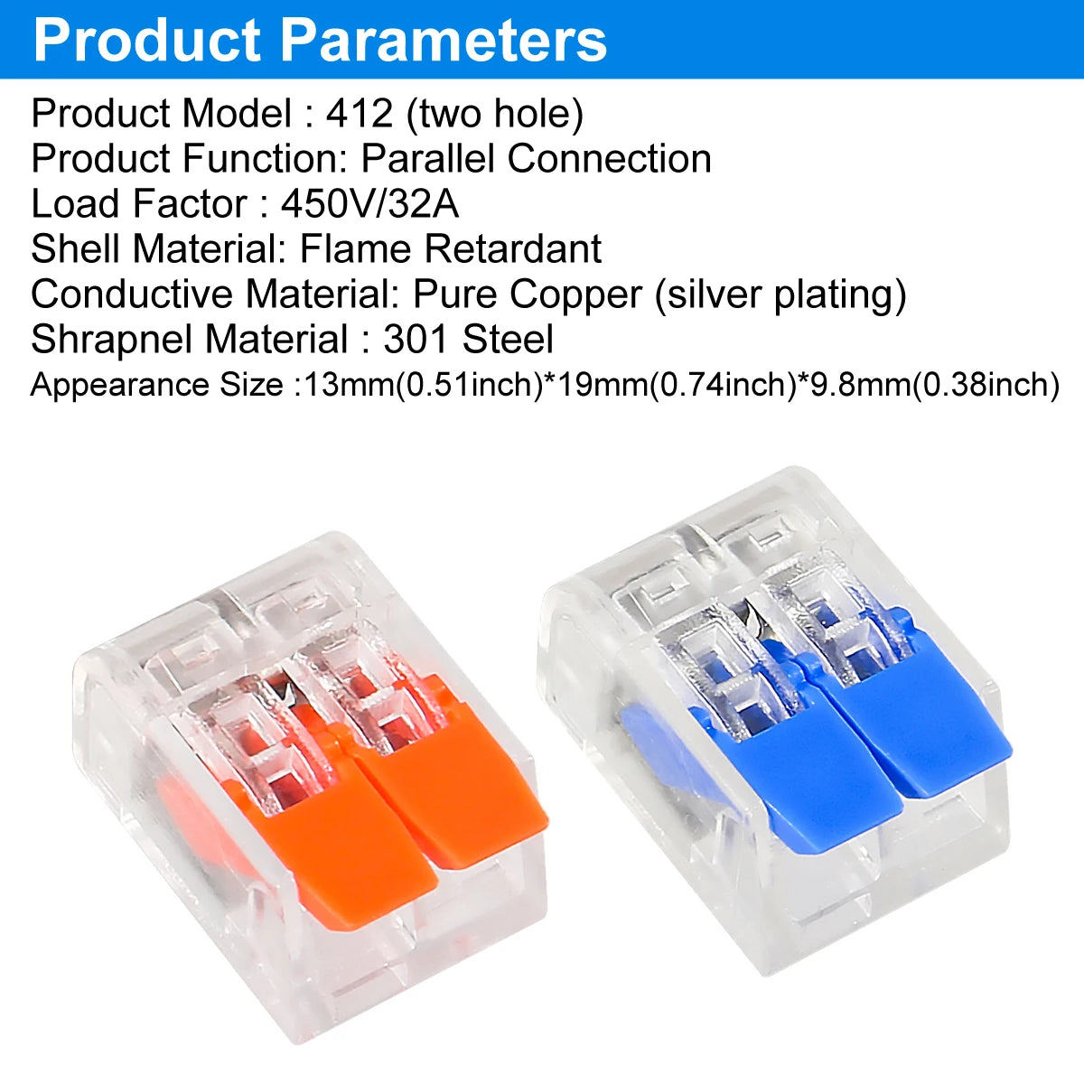 50pcs Quick Wire Connectors Plug-in Universal Compact Home Wiring Cable Connector 2/3 Pin Conductor Terminal Block