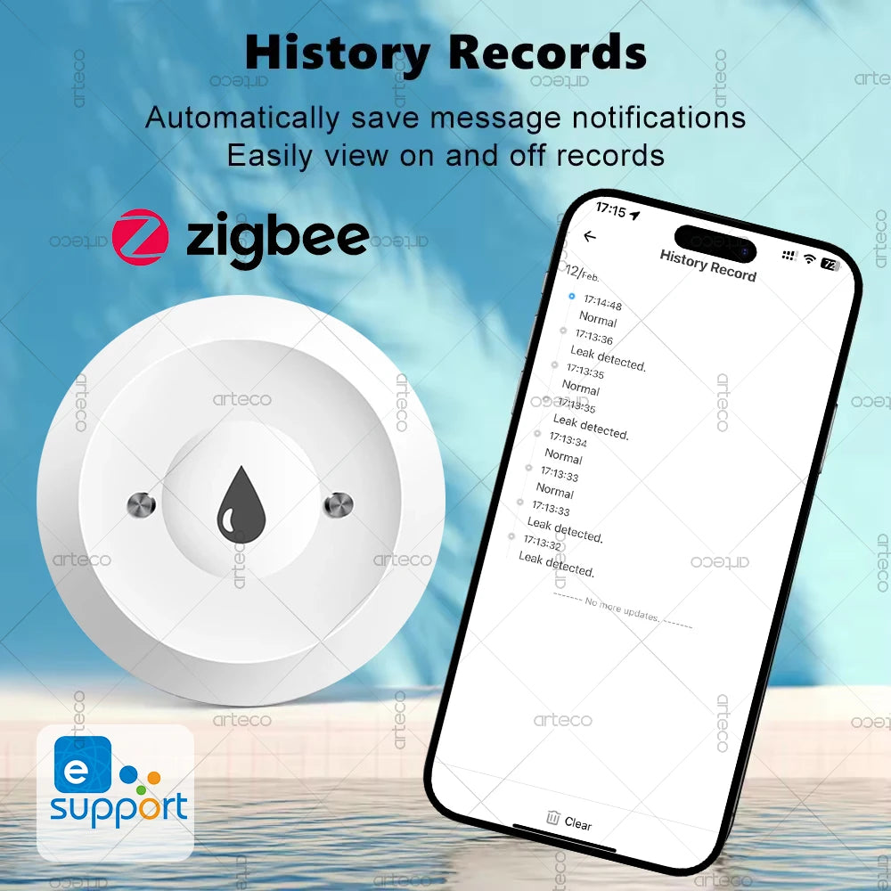 Ewelink Zigbee Smart Water Sensor Flood Leak Detector Remote Monitoring For Kitchen Bathroom Support Home Assistant Zigbee2mqtt