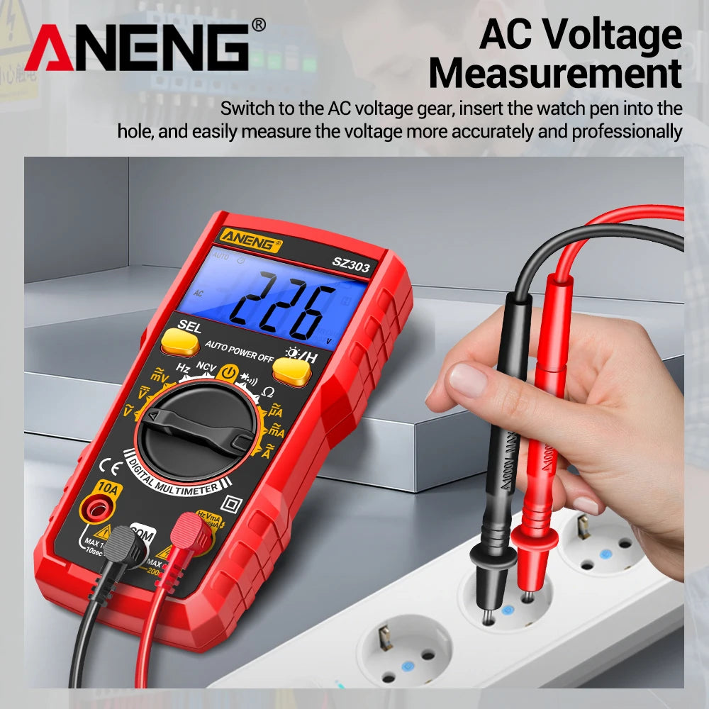 ANENG SZ303 Smart Digital Multimeter 1999 Count Professional AC/DC Voltage Current Electrical Data Retention High Precision Tool by MVEnergo