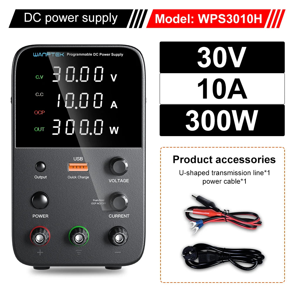 Wanptek Adjustable DC power supply 30V 10A 60V 5A Lab Bench Power Source Stabilized Power Supply Voltage Regulator Switch 120V3A by MVEnergo