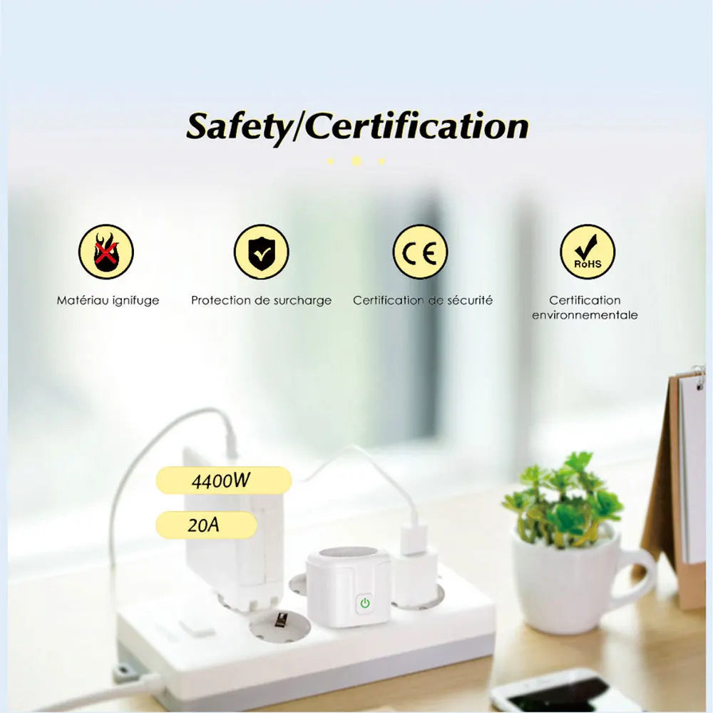 Tuya 16A,20A Smart Plug WiFi Socket EU Power Monitoring Timing Function Works with Alexa, Google Home, Alice, Smart Life Home by MVEnergo
